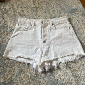 Hudson high rise white denim shorts